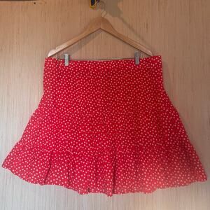 ELOQUIII Red Polka-Dot Three-Tiered Cottagecore Skirt Size 16 100% Cotton